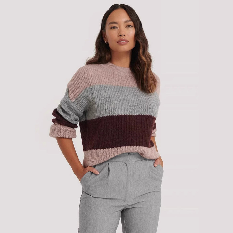 Damen gemütlicher Strickpullover mit modernem Muster und lässigem Schnitt Heidi-Mode