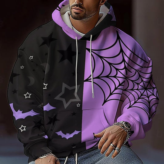 Herren Kapuzensweater mit kreativen Halloween-Motiv und lockerer Passform Heidi-Mode
