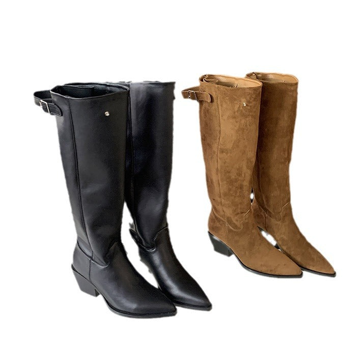 Damen Stiefeletten mit dekorativem Falten-Design und spitzem Zehen Heidi-Mode