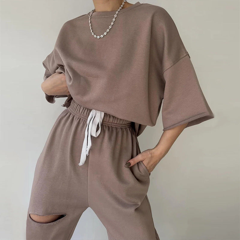 Damen lässiges Hoodie- und Jogginganzug-Set mit modernem Design Heidi-Mode