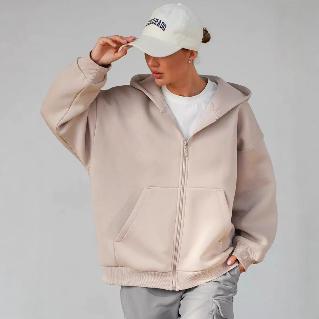 Damen lässiger Kapuzenjacke mit praktischem Reißverschluss und großen Taschen Heidi-Mode