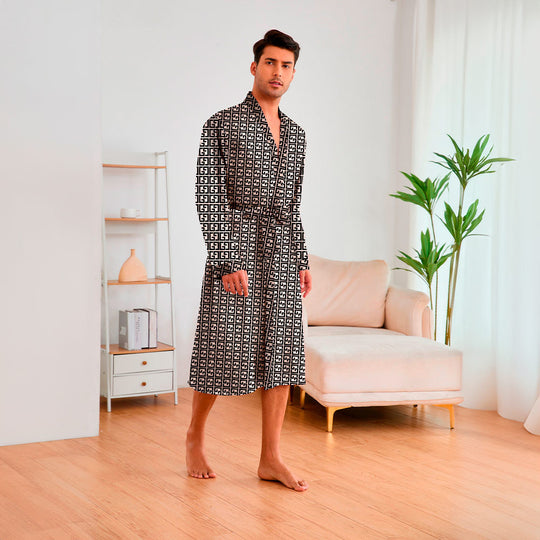 Herren Kimono mit modernem Muster und Gürtel – Heidi-Mode