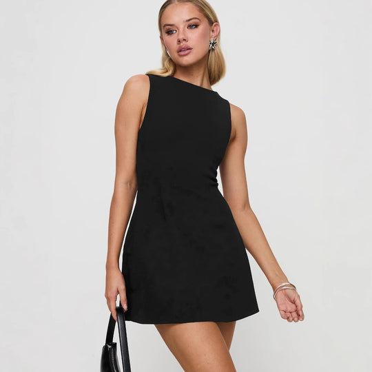 Damen schickes A-Linien-Kleid mit elegantem U-Ausschnitt Heidi-Mode