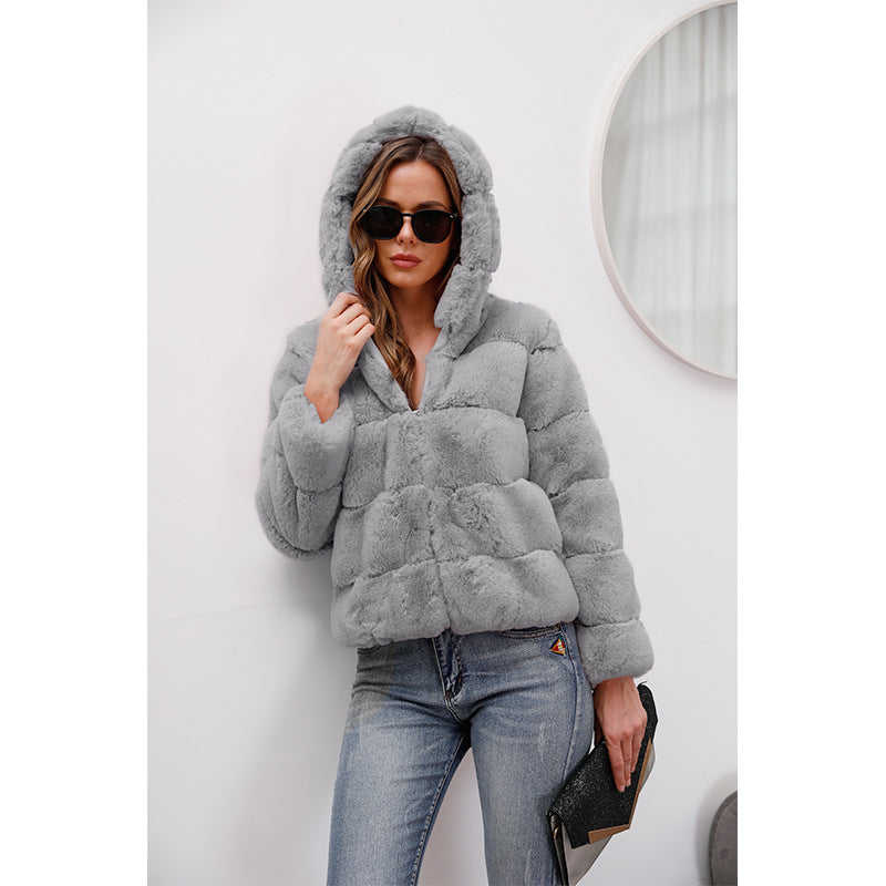 Damen weiche Fleecejacke mit Kapuze Heidi-Mode