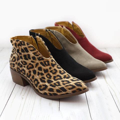 Damen Ankle Boots mit modischem Leopardenmuster und praktischem Reißverschluss Heidi-Mode