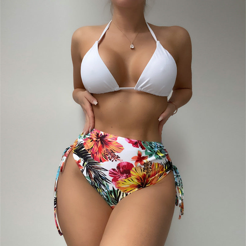 Damen Bikini-Set mit floralem Kimono und hoch taillierten Shorts Heidi-Mode