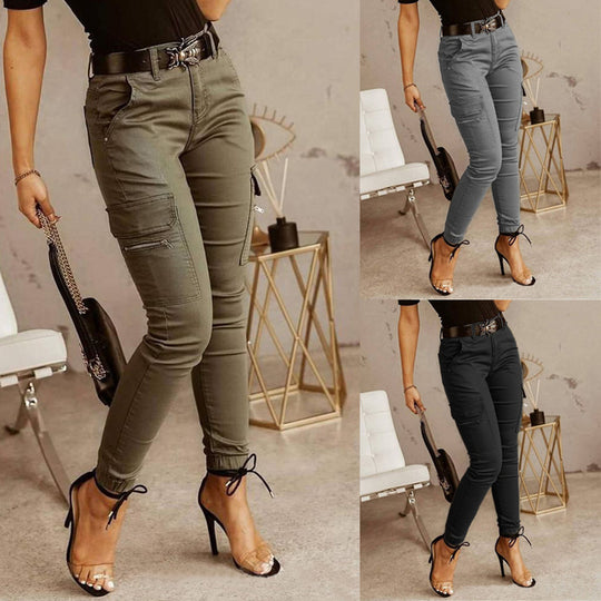 Damen Cargo-Hose mit figurbetontem Schnitt und vielen praktischen Taschen Heidi-Mode