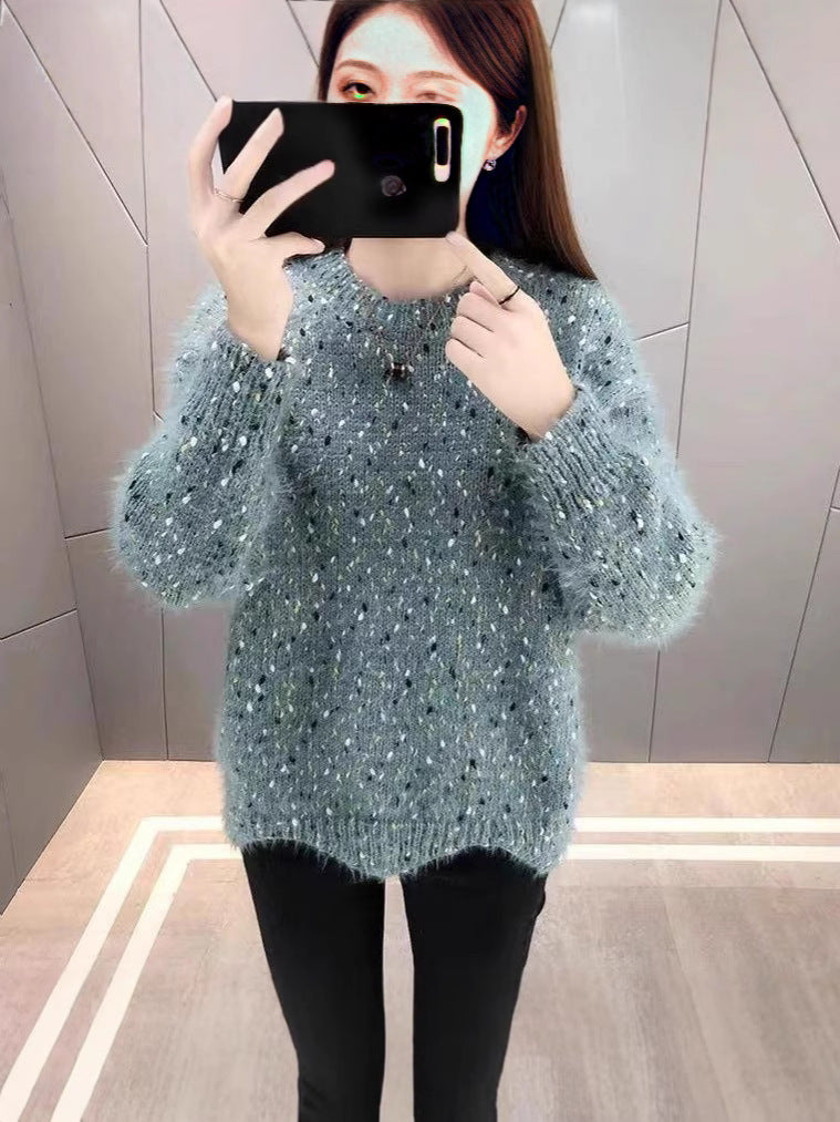 Damen Flauschiger Pulli mit einzigartigem Strukturdesign und funkelnden Akzenten Heidi-Mode