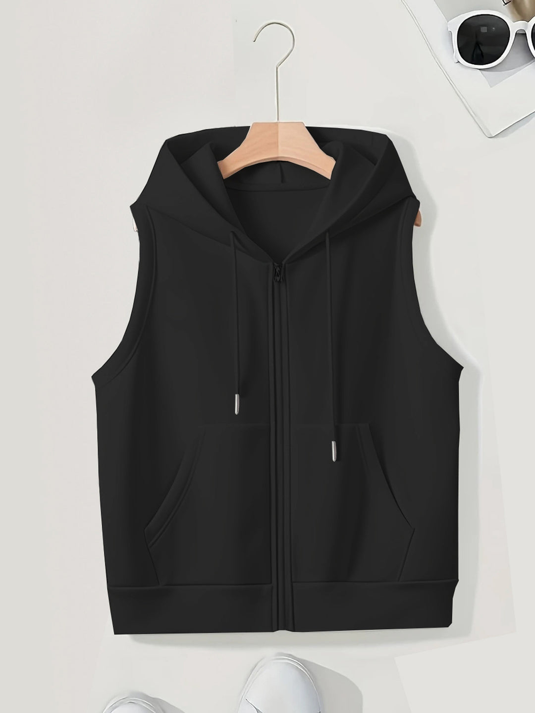 Damen sportliche Kapuzenweste mit Reißverschluss und praktischen Taschen Heidi-Mode