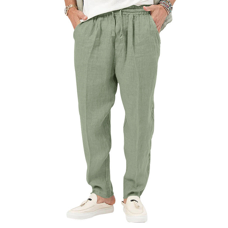Herren Leichte Leinenhose mit elastischem Bund und praktischen Eingrifftaschen Heidi-Mode