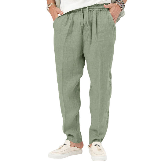 Herren Leichte Leinenhose mit elastischem Bund und praktischen Eingrifftaschen Heidi-Mode