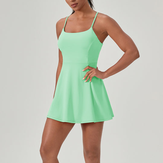 Damen Sportliches Kleid mit verstellbaren Trägern und hochelastischem Material Heidi-Mode