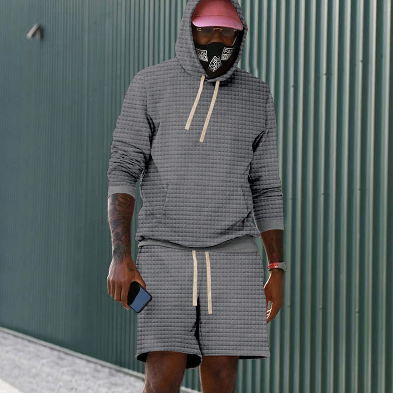 Herren lässiger Kapuzenpullover und Shorts Set aus atmungsaktivem Material Heidi-Mode