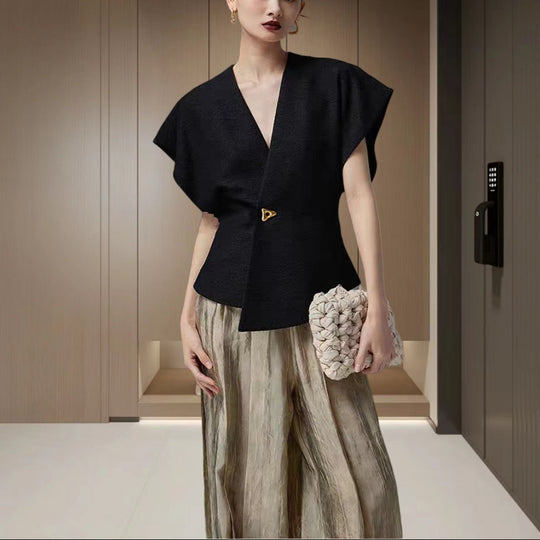 Damen Überwurfjacke mit weitem Schnitt und elegantem Knopf Heidi-Mode
