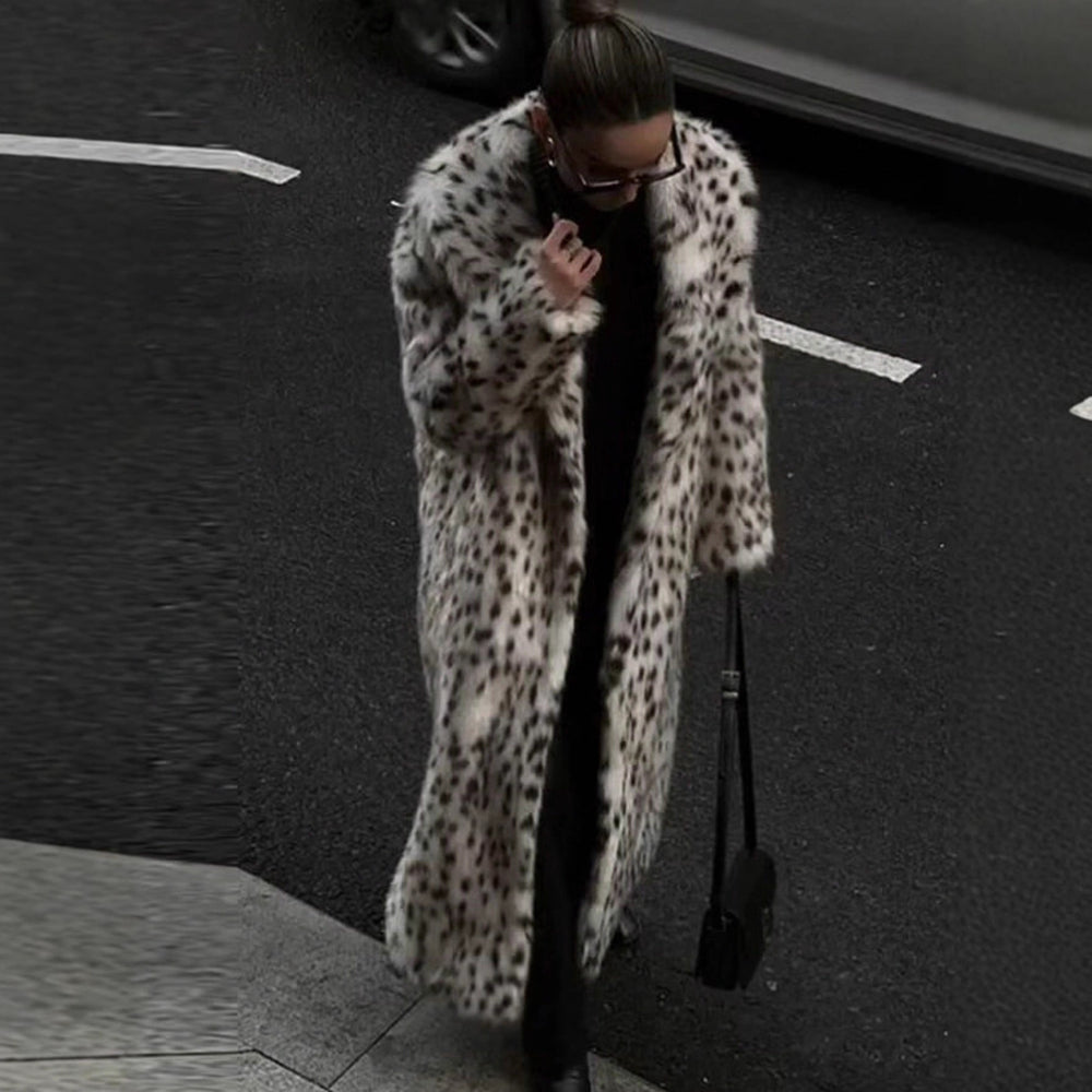 Damen Modische und warme Fleecejacke mit Leopardenmuster Heidi-Mode