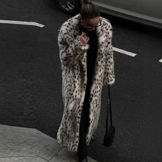 Damen Modische und warme Fleecejacke mit Leopardenmuster Heidi-Mode