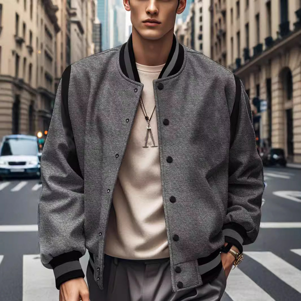 Herren Sportliche Bomberjacke mit kontrastierenden Ärmeln und hochqualitativen Knöpfen Heidi-Mode