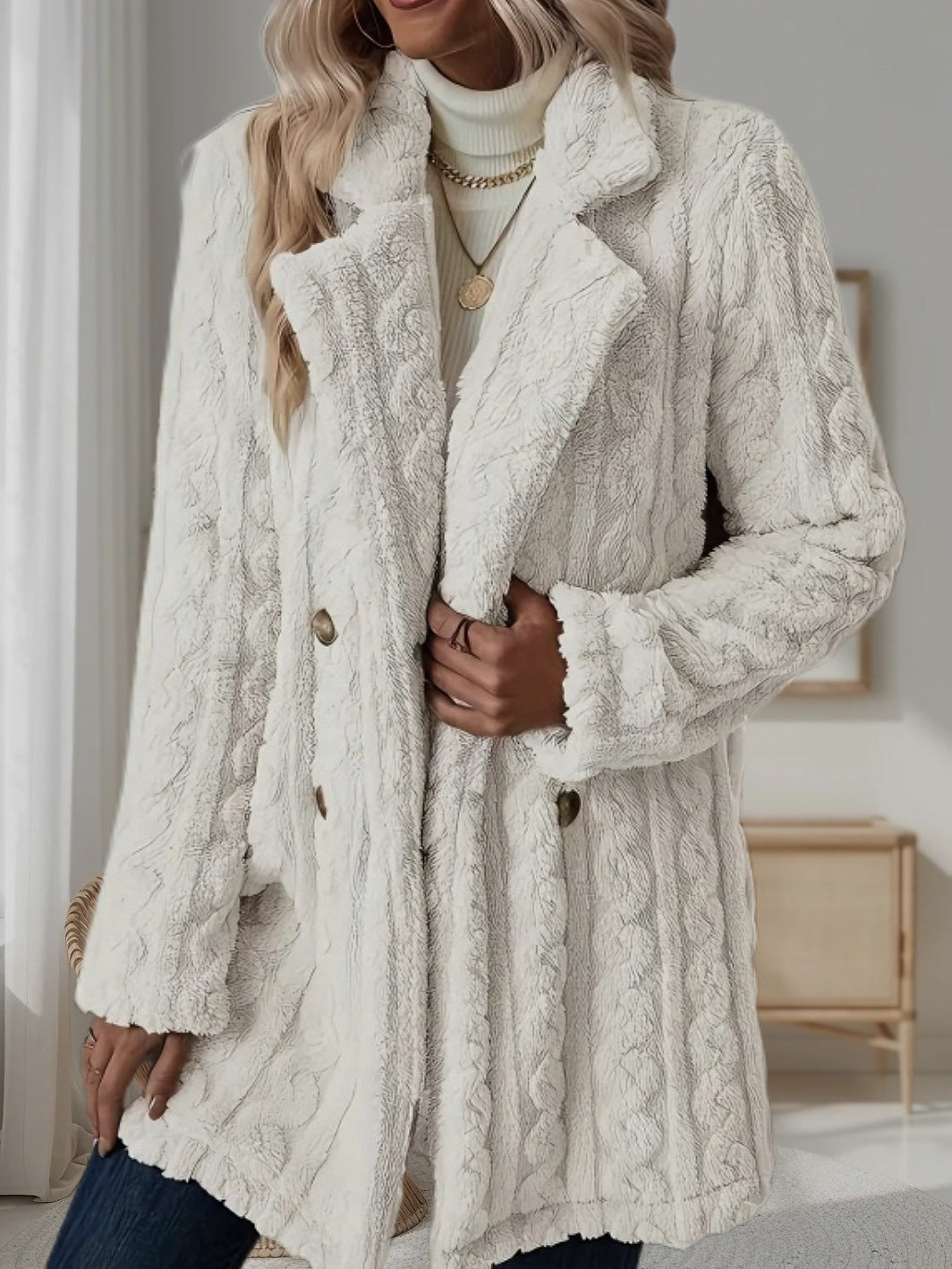 Damen Kuschelige Strickjacke mit hochfloriger Optik und knöpfbarem Verschluss Heidi-Mode