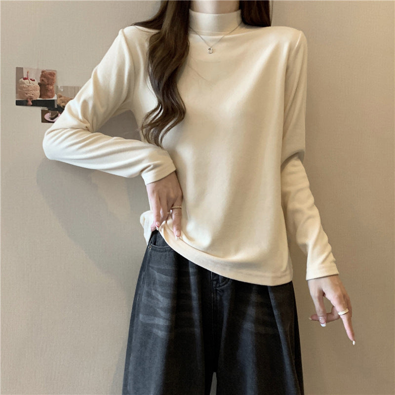 Damen Casual Mock Neck Langarmtop Heidi-Mode