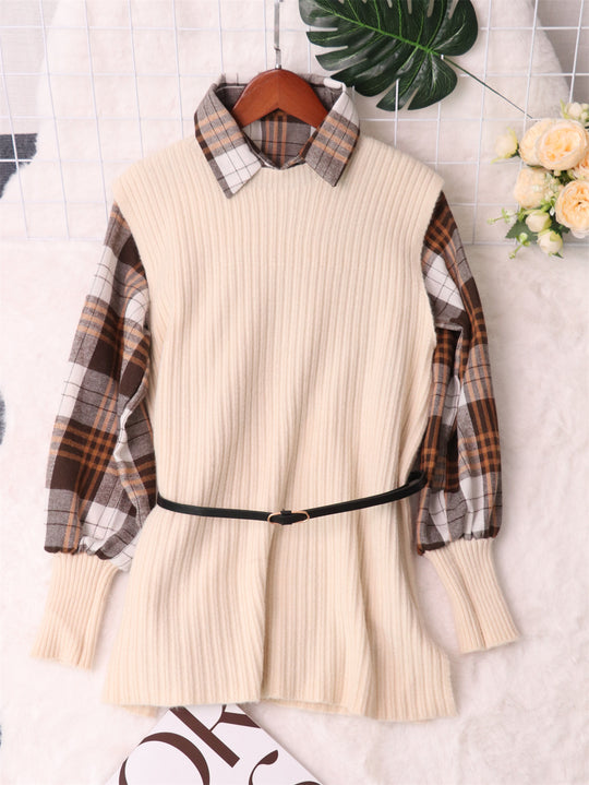 Damen Modischer Pullunder mit Hemd-Details Heidi-Mode