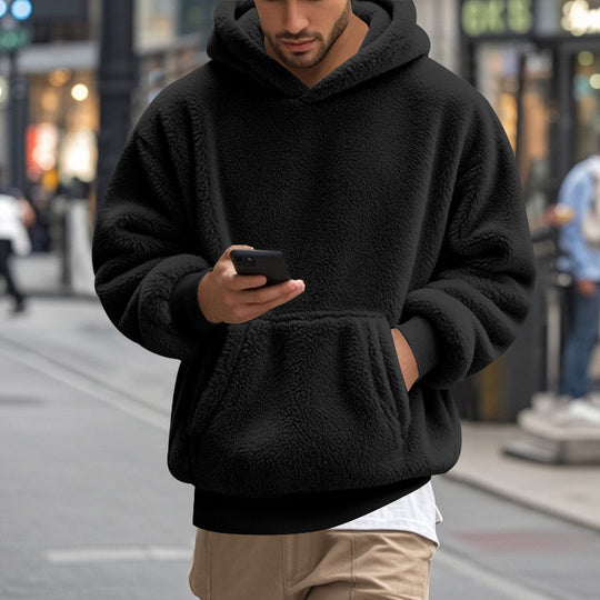 Herren übergroßer Fleece-Hoodie mit Kängurutasche und gemütlichem Schnitt Heidi-Mode