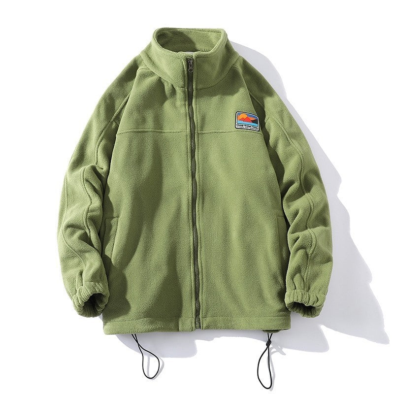 Herren Fleecejacke mit hohem Kragen und praktischen Taschen Heidi-Mode