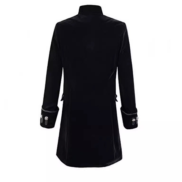 Damen eleganter Samtmantel mit dekorativen Knöpfen Heidi-Mode