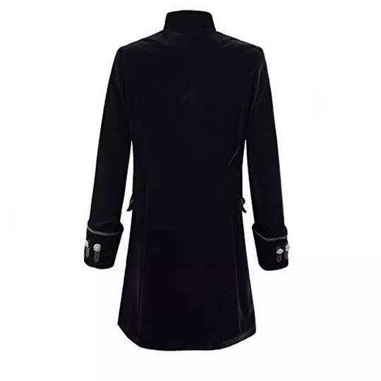 Damen eleganter Samtmantel mit dekorativen Knöpfen Heidi-Mode