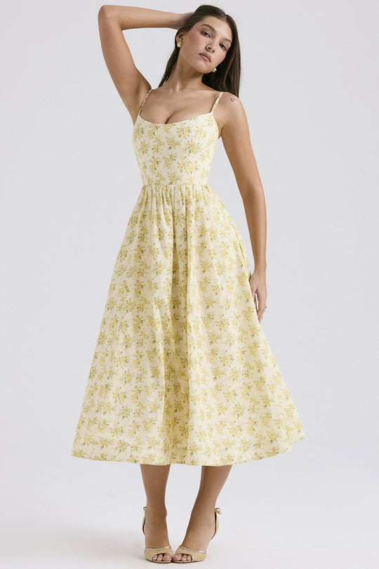 Damen Maxikleid mit floralem Print und verstellbaren Spaghettiträgern Heidi-Mode