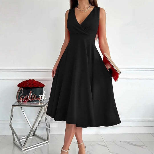 Heidi-Mode | Einfarbiges Tankkleid Asymmetrischer Ausschnitt Kleid