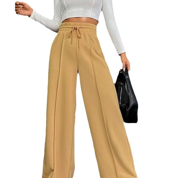 Damen Elegante und bequeme Freizeithose mit elastischem Bund und weitem Bein Heidi-Mode