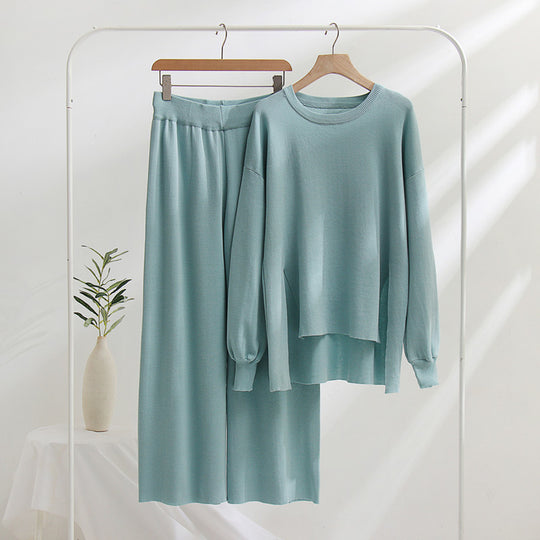Damen lässiges Strickoberteil und Hose Set Heidi-Mode