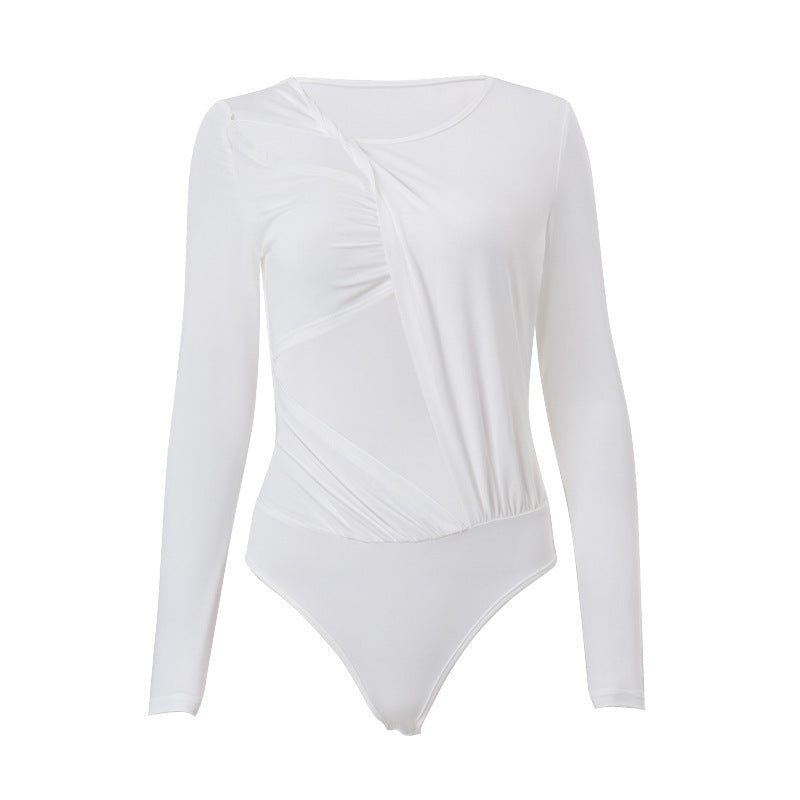 Damen Body mit raffiniertem Rüschendesign und langem Arm Heidi-Mode