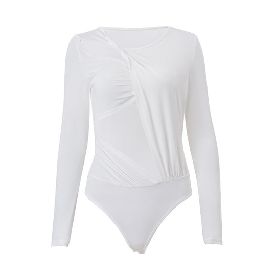 Damen Body mit raffiniertem Rüschendesign und langem Arm Heidi-Mode