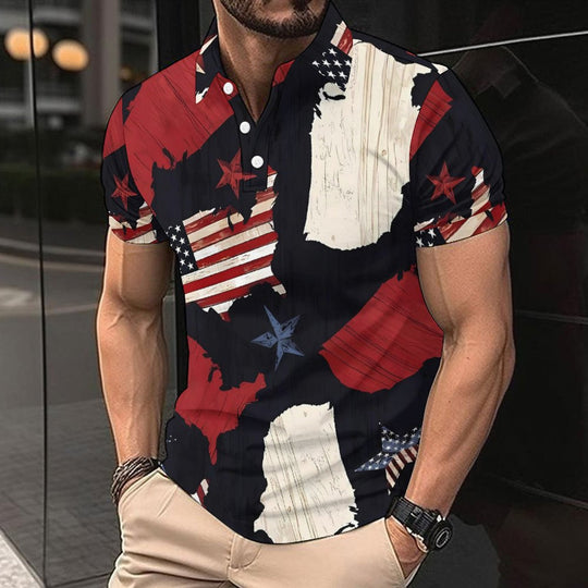 Herren Kurzarm-Hemd mit einzigartigem Länder-Design Heidi-Mode