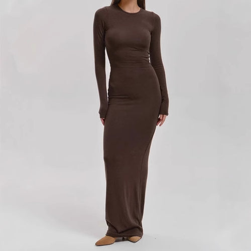 Damen Elegantes Langarm-Maxikleid mit figurformendem Schnitt und hohem Komfort Heidi-Mode