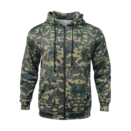 Herren Camouflage-Fleecejacke mit praktischen Taschen und verstellbarem Kordelzug Heidi-Mode