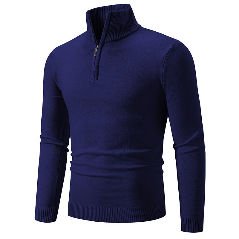 Herren modischer Rollkragenpullover mit Zipper und feiner Strickstruktur Heidi-Mode