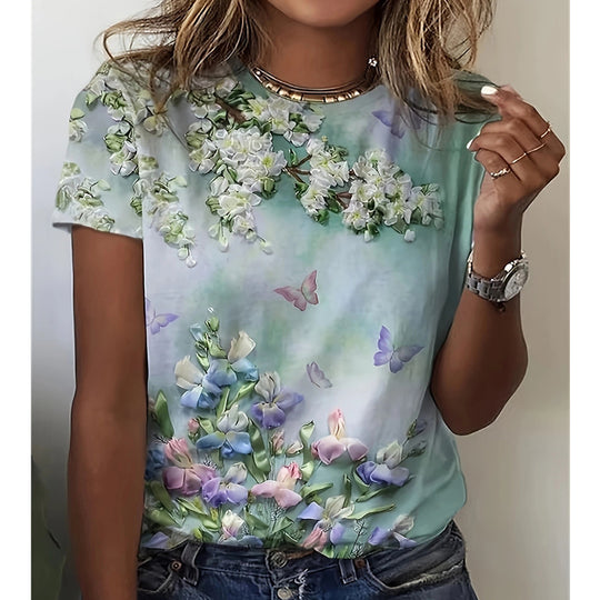 Damen T-Shirt mit floralem Design und modernem Schnitt Heidi-Mode