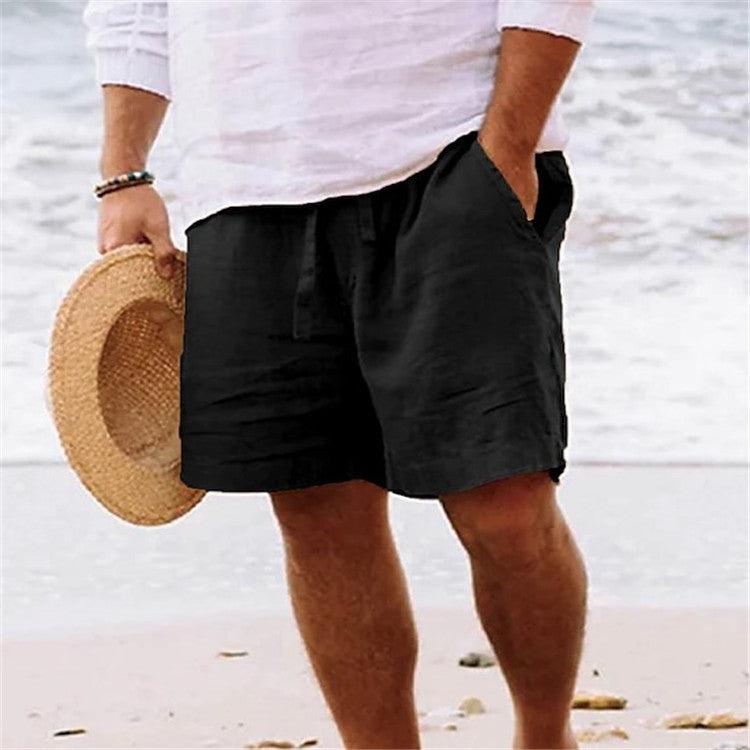 Herren luftige Leinen-Shorts mit elastischem Bund und praktischen Seitentaschen Heidi-Mode