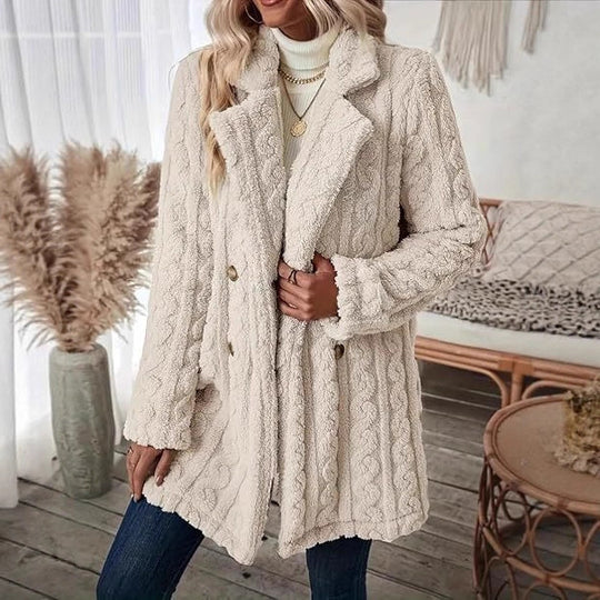 Damen Kapuzenmantel mit strukturiertem Design und großen Knöpfen Heidi-Mode