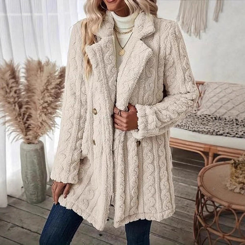 Damen Kapuzenmantel mit strukturiertem Design und großen Knöpfen Heidi-Mode