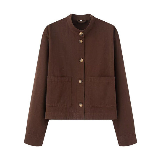 Damen Baumwolljacke mit Knopfleiste und praktischen Taschen Heidi-Mode