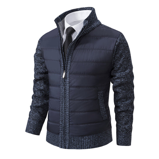 Herren gesteppte Hybridjacke mit modernem Kragen und elastischen Bündchen Heidi-Mode
