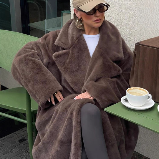 Damen Oversized Kunstfellmantel Heidi-Mode