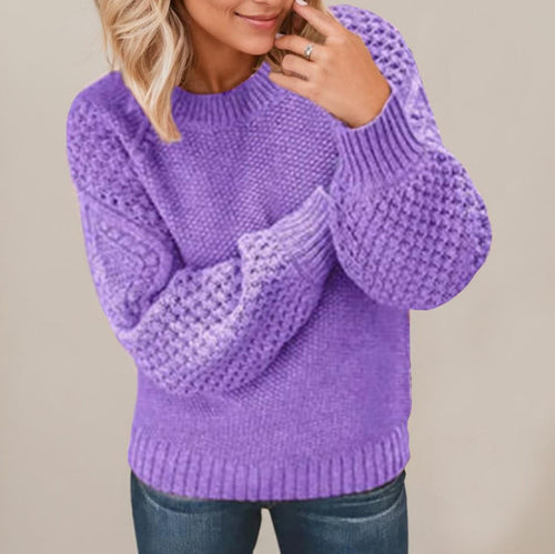 Damen Kuscheliger Strickpullover mit strukturiertem Ärmeldesign Heidi-Mode