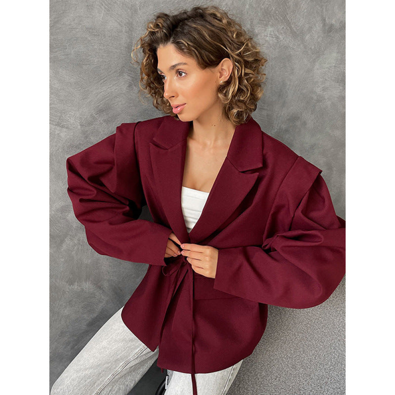 Damen eleganter Oversized-Blazer mit Gürteldetail Heidi-Mode