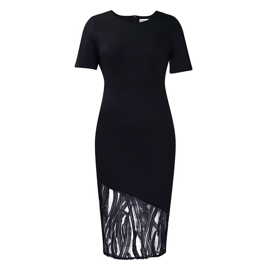 Damen Midi Kleid mit eleganter Spitzenapplikation Heidi-Mode