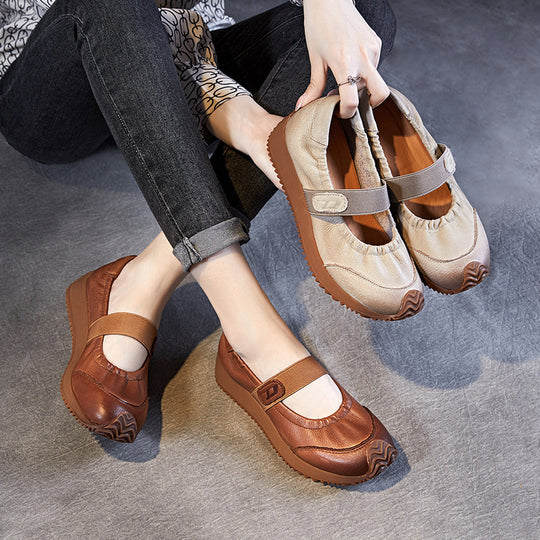 Damen Komfort Mary Jane Schuhe mit elastischem Riemen und gepolsterter Sohle Heidi-Mode