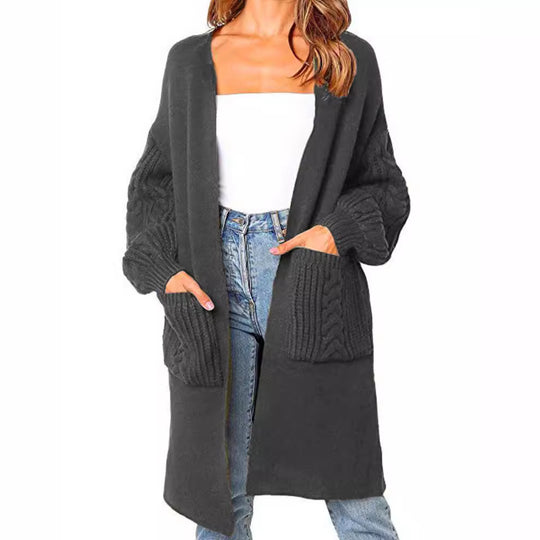 Damen gemütliche Strickjacke mit Taschen Heidi-Mode